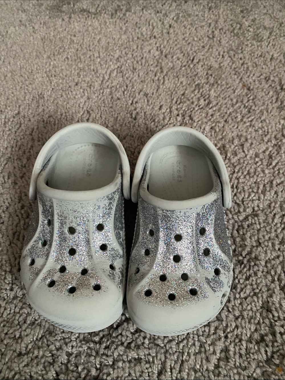 Classic CROCS Kids' White Glitter Classic Clog size 7C